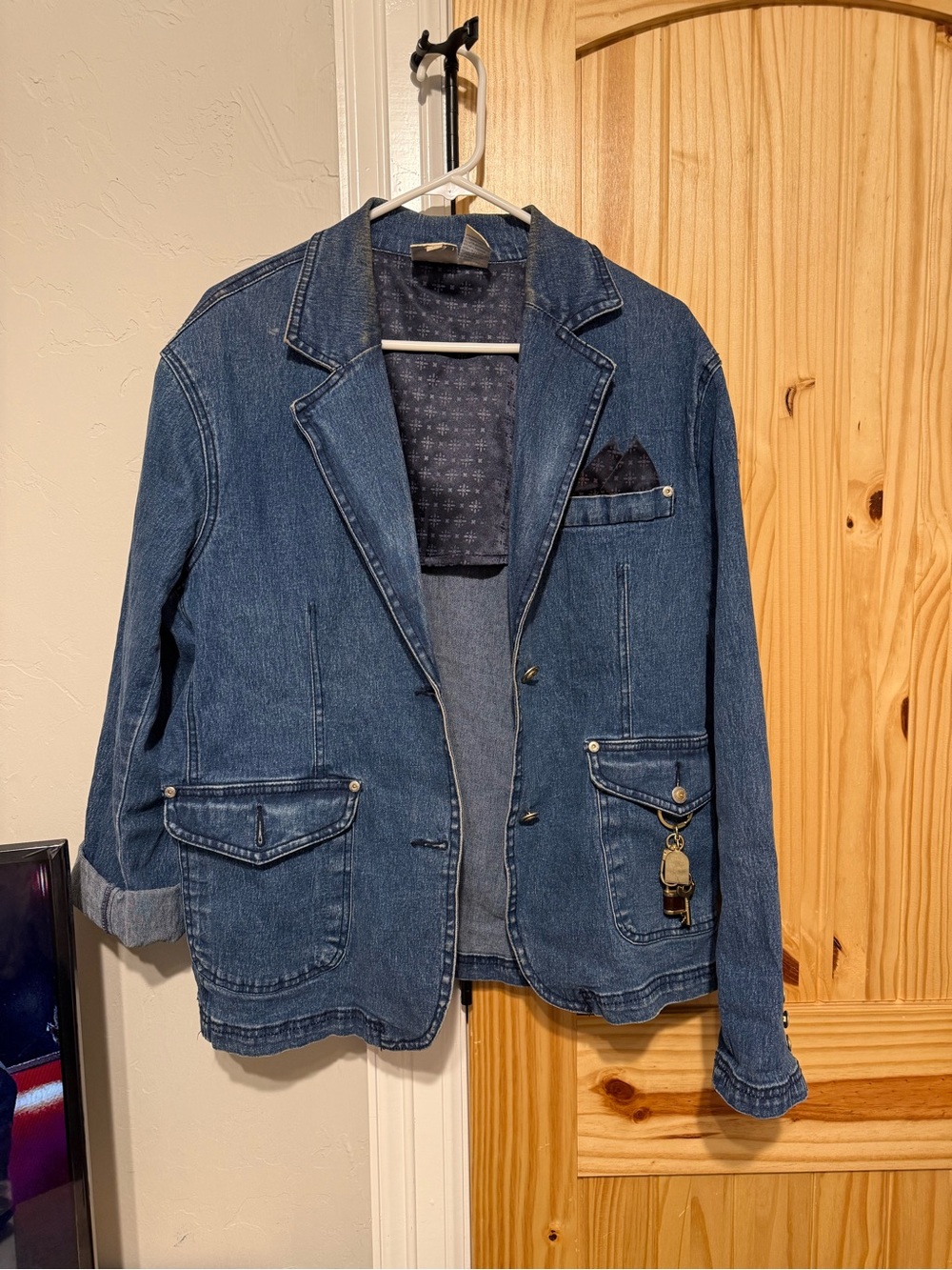 DG2 by Diane Gilman Dark Blue Denim Blazer Jacket